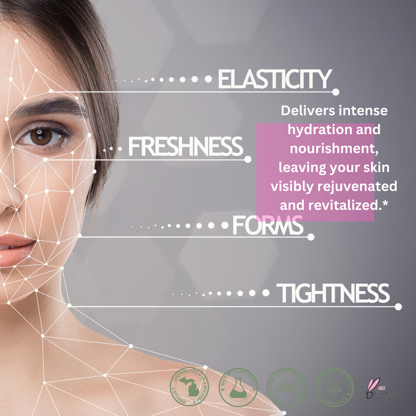 ELYSIAN GAZE REVITALIZE & REJUVENATE PROBIOTIC FACIAL SERUM, Plant-Based, Caffeine, Hyaluronic Acids & Probiotics