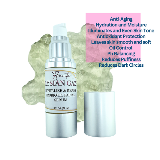 ELYSIAN GAZE REVITALIZE & REJUVENATE PROBIOTIC FACIAL SERUM, Plant-Based, Caffeine, Hyaluronic Acids & Probiotics