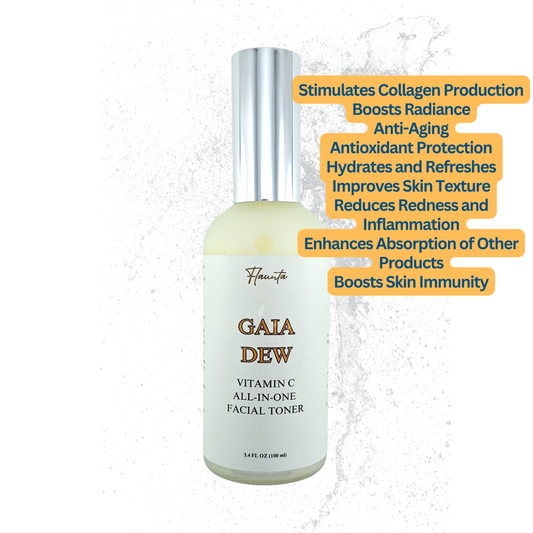 GAIA DEW ALL-IN-ONE VITAMIN C FACIAL TONER with AHA Plant-Based, Dozen Plus Botanical Actives, Colloidal Silver