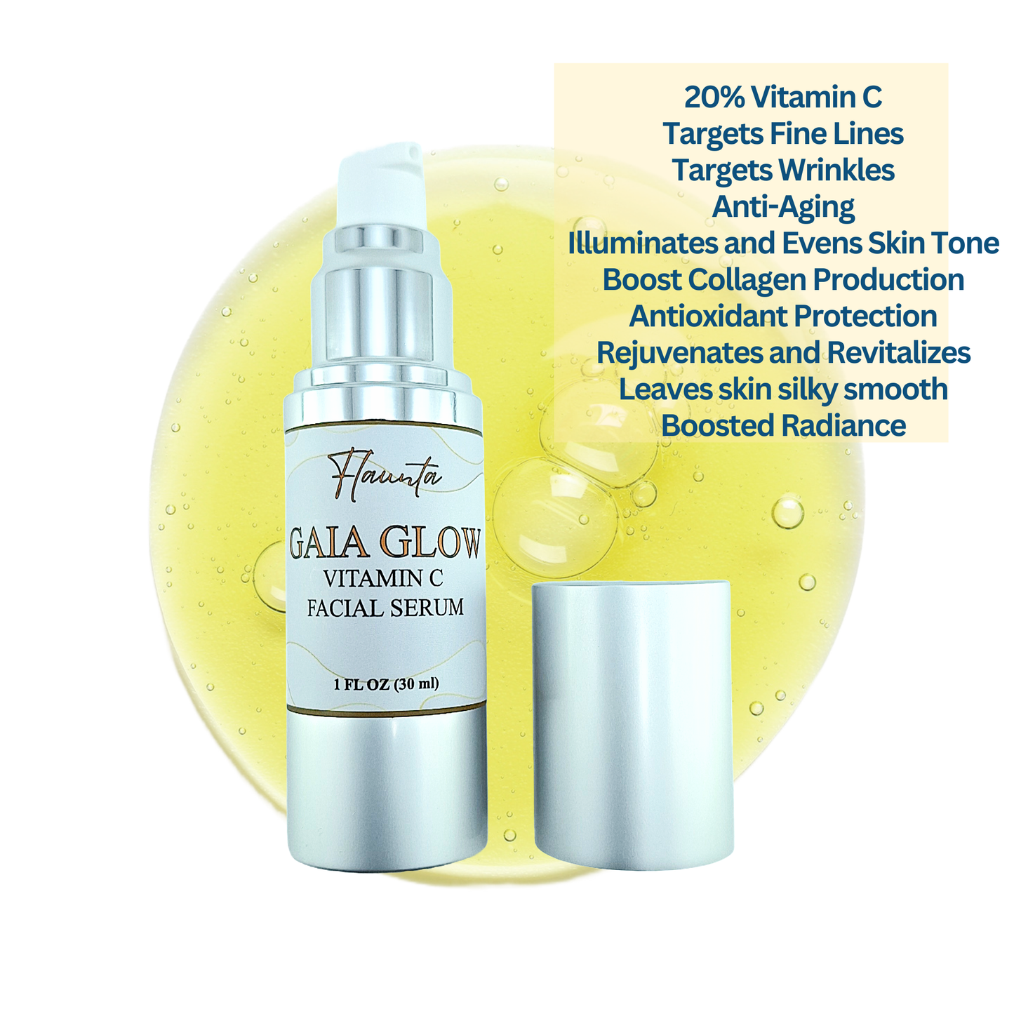 GAIA GLOW 20% VITAMIN C All-in-One FACIAL SERUM With Ferulic & Hyaluronic Acids