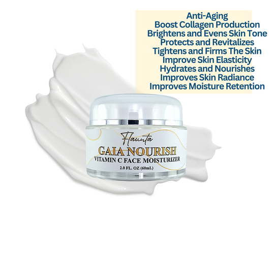 GAIA NOURISH VITAMIN C FACIAL MOISTURIZER, With Steric Acid, Vitamin B5 & E, Green Tea Leaf (Caffeine), MSM and Shea Butter