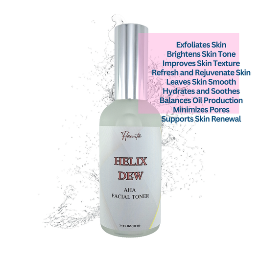 HELIX DEW AHA FACIAL TONER with Malic, Tartaric, Glycolic, Lactic Acids, Exfoliates Skin, improve Skin Texture, Plant-Based